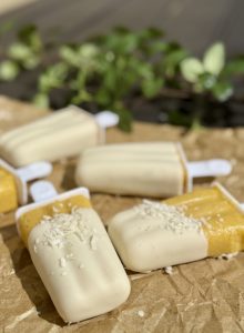 2-Ingredient Creamy Mango Banana Popsicles