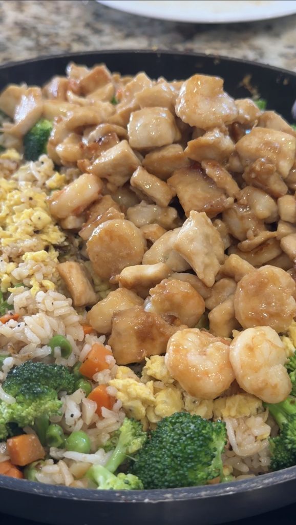 Chicken and shrimp added to finish the dish. 