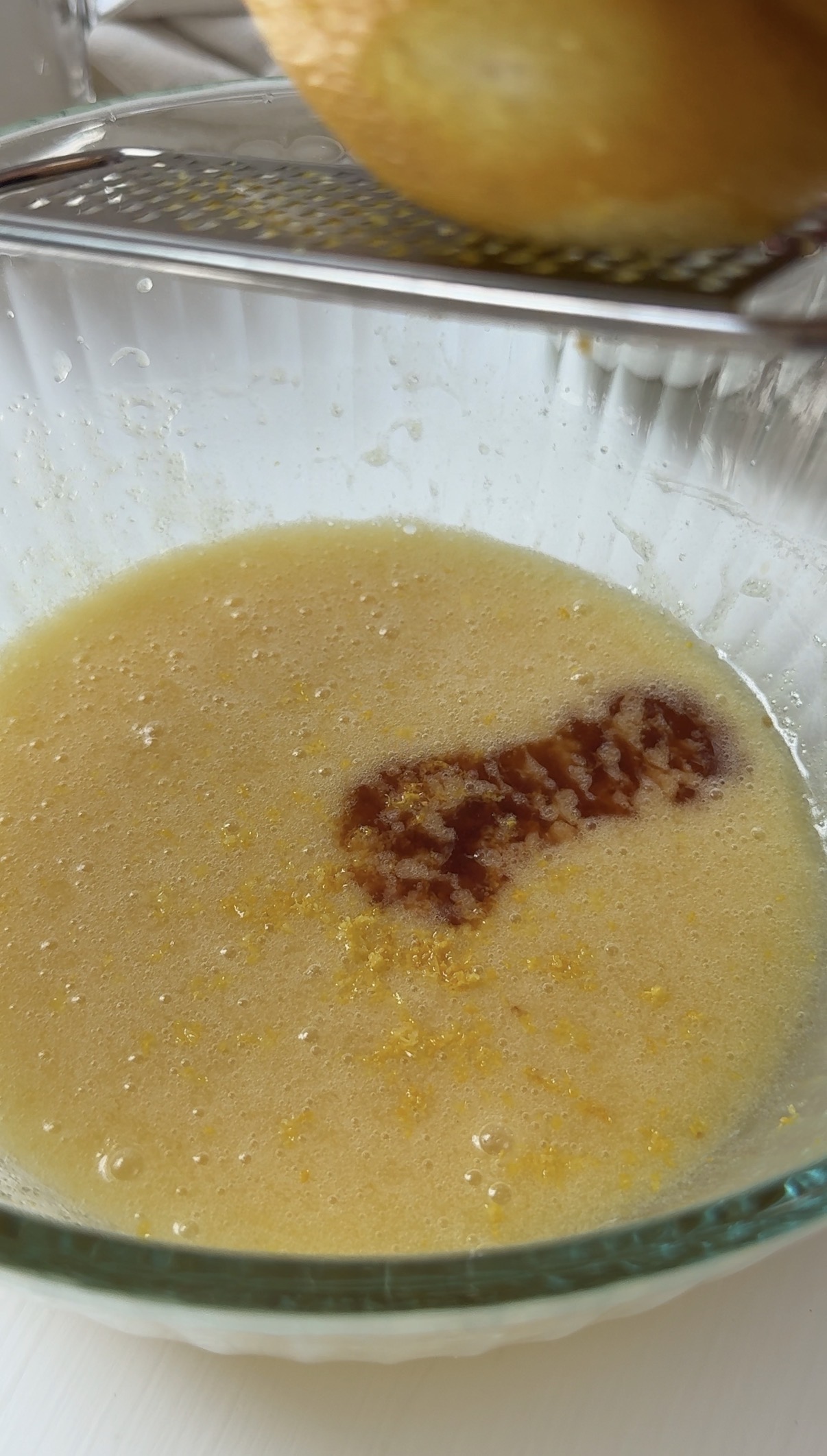 Vanilla added to the bowl.