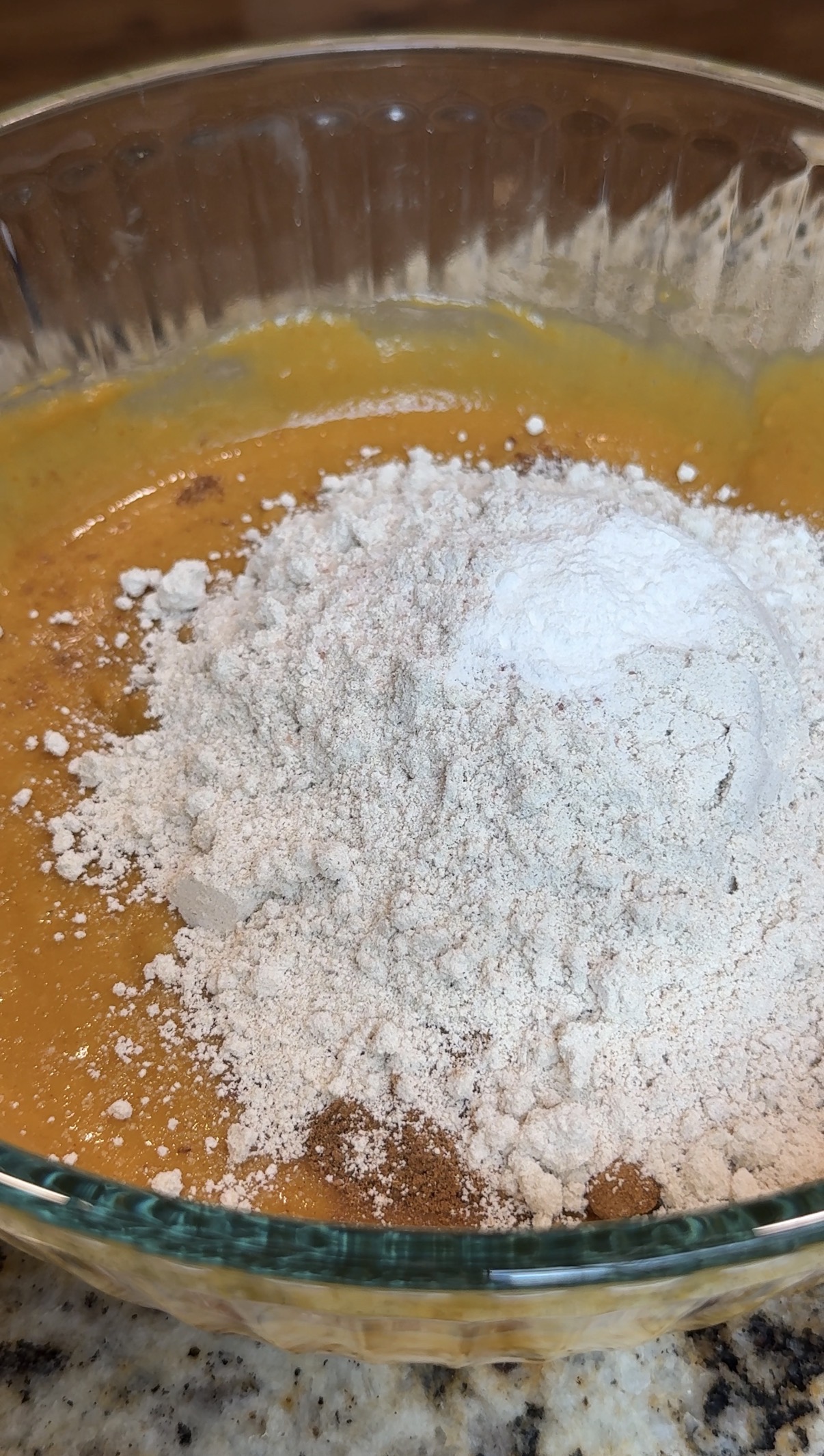 dry ingredients added for the pumpkin bars recipe