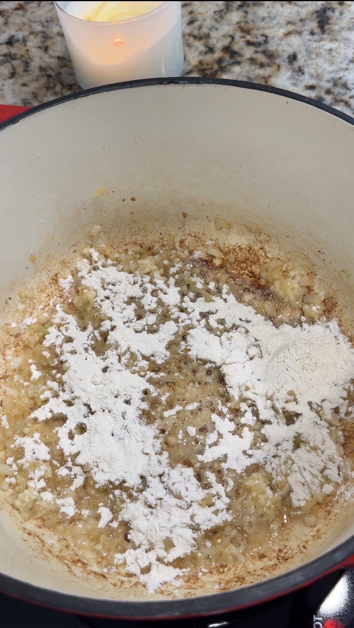 Flour added to make a roux