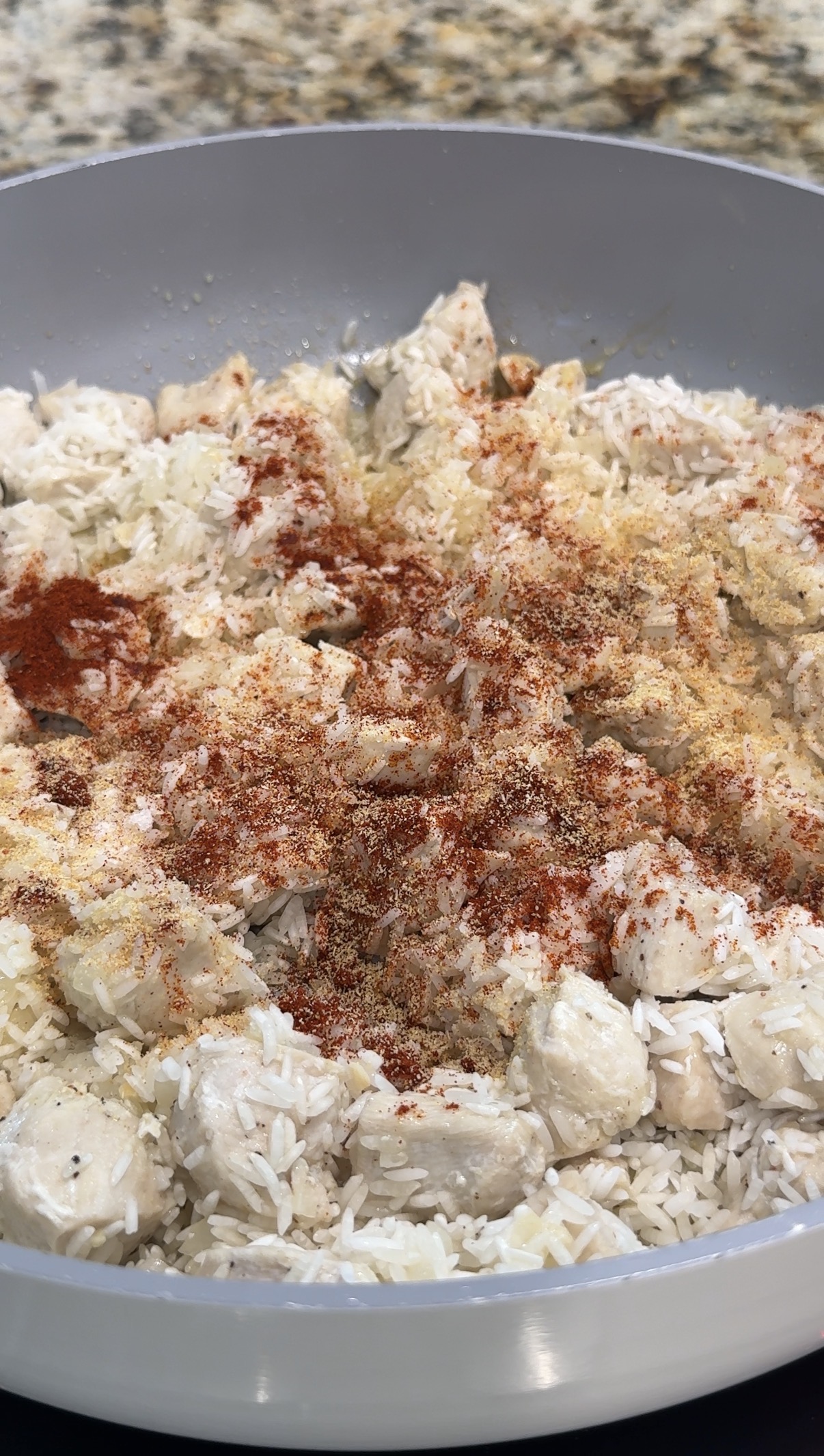 Seasonings added on top of the rice.