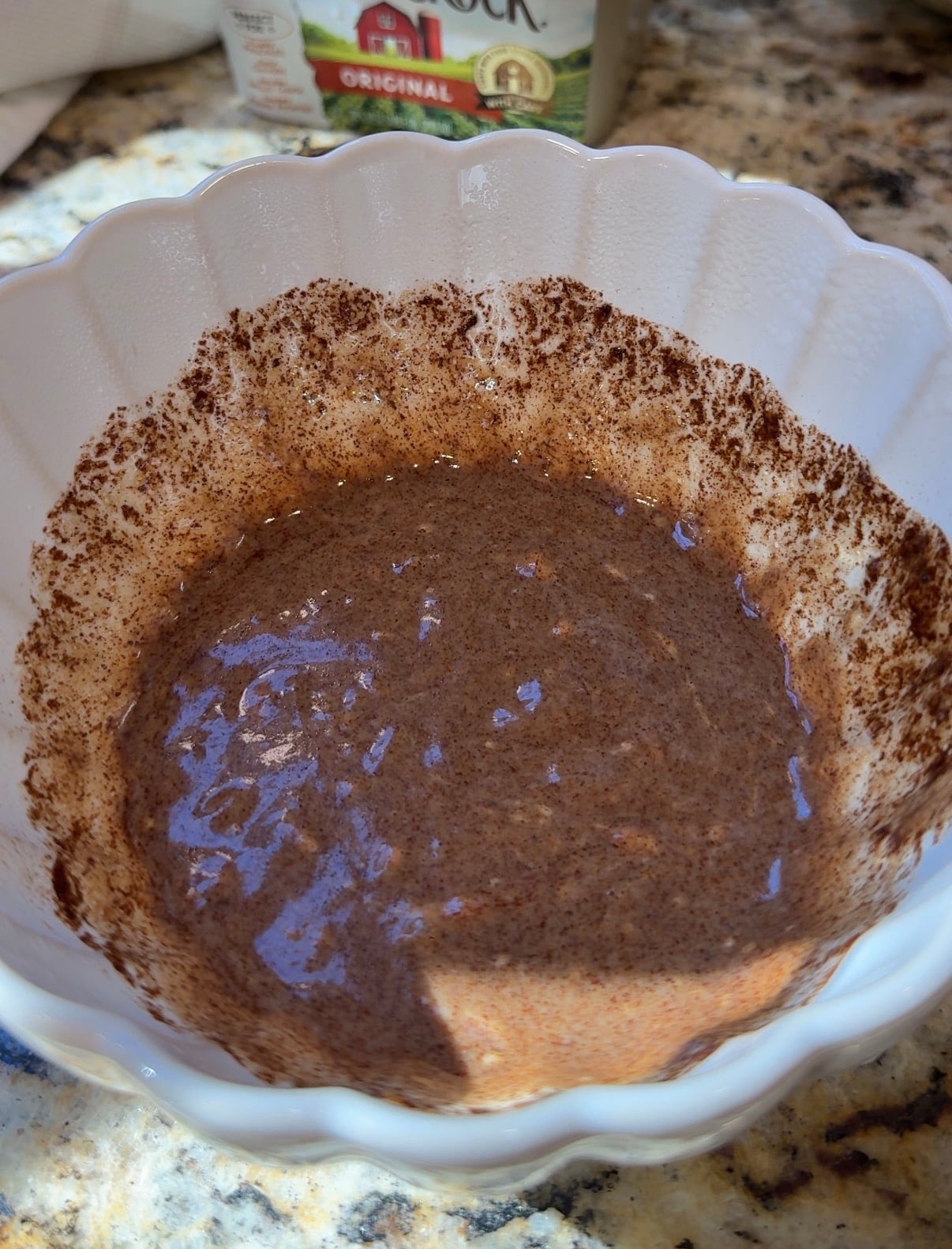 cinnamon swirl glaze in a bowl